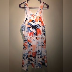 Tie dye fit and flair x-halter dress